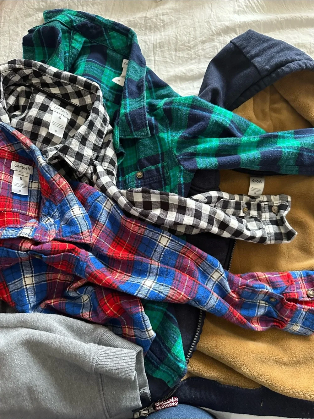 Boys Size 6 - Sweatshirts and Flannel Button Down Shirts